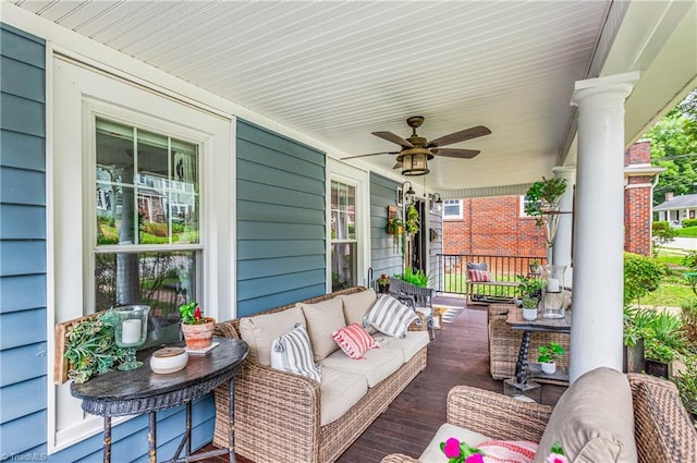 2065 Craig St, Winston-Salem, NC 27103 - porch featuring ceiling fan and an outdoor living space