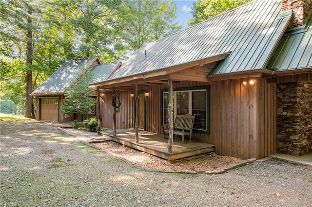 exterior space featuring a garage