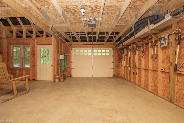 garage with a garage door opener