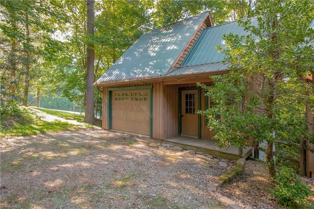 view of garage