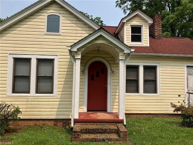 2096 Fancy Gap Rd, Mount Airy, NC 27030 - view of front of house with a chimney and roof with shingles