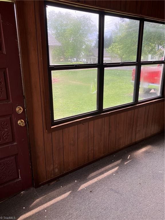 2096 Fancy Gap Rd, Mount Airy, NC 27030 - spare room with plenty of natural light, wooden walls, and carpet floors