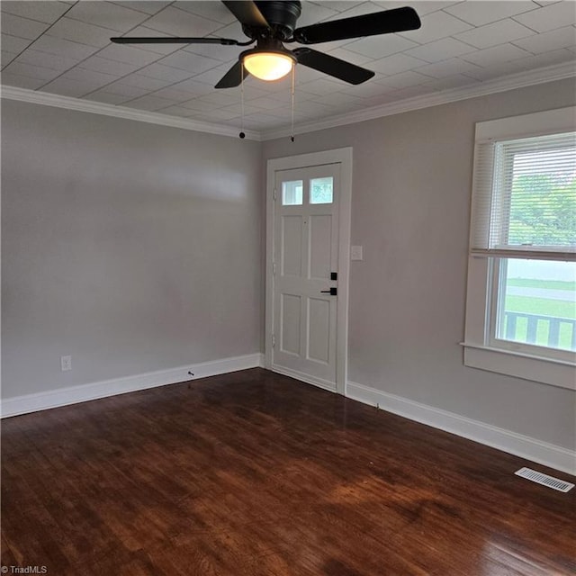 112 Kime St, Burlington, NC 27215 - entrance foyer with crown molding, wood finished floors, ceiling fan, and baseboards