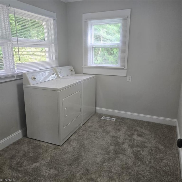 112 Kime St, Burlington, NC 27215 - laundry area with independent washer and dryer, carpet flooring, and plenty of natural light