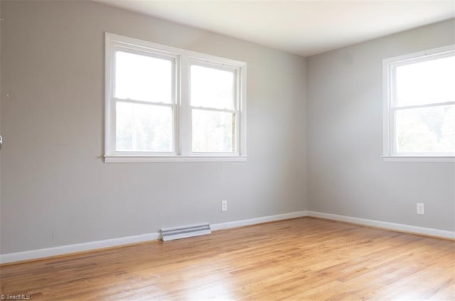 spare room featuring light hardwood / wood-style flooring