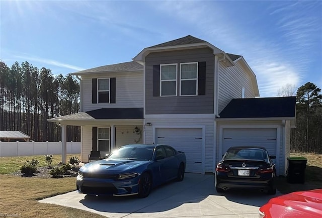 view of property featuring a garage