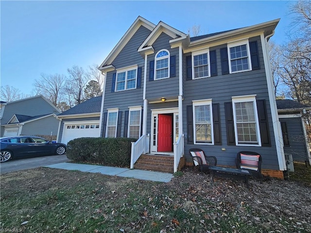 view of front of house with a garage