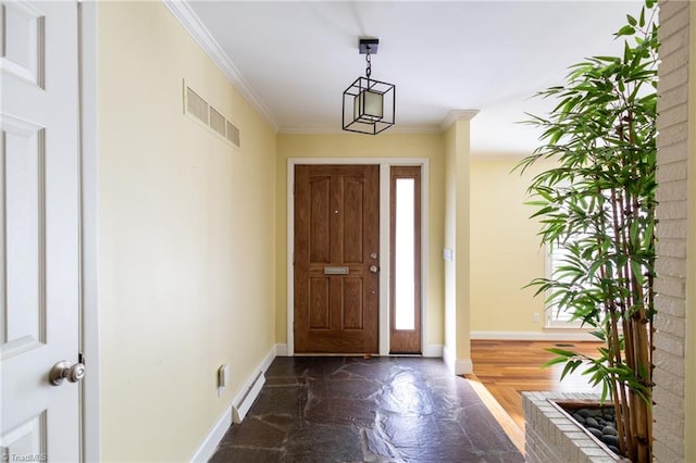 foyer entrance with ornamental molding