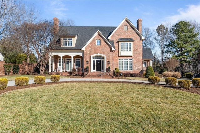 view of front of house with a front lawn