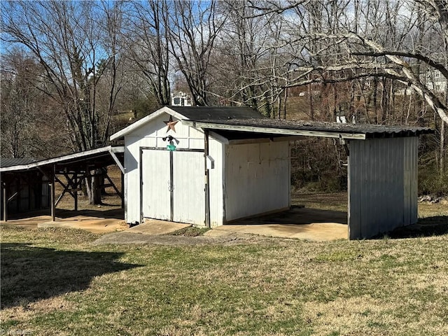 view of shed featuring an attached carport