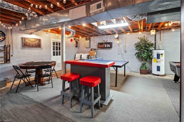 216 E Devon Dr, Mount Airy, NC 27030 - playroom with water heater, a dry bar, and carpet