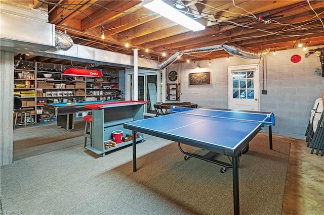 216 E Devon Dr, Mount Airy, NC 27030 - game room featuring billiards and concrete block wall