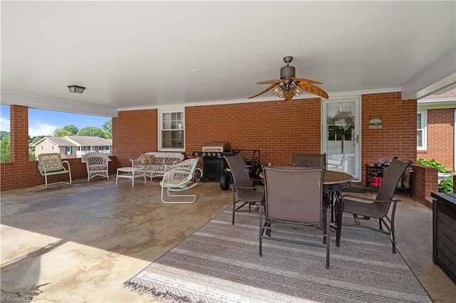 216 E Devon Dr, Mount Airy, NC 27030 - view of patio with outdoor dining space and a ceiling fan