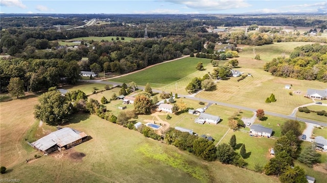 aerial view with a rural view