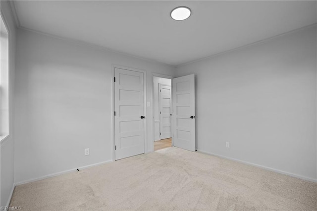 carpeted spare room featuring ornamental molding