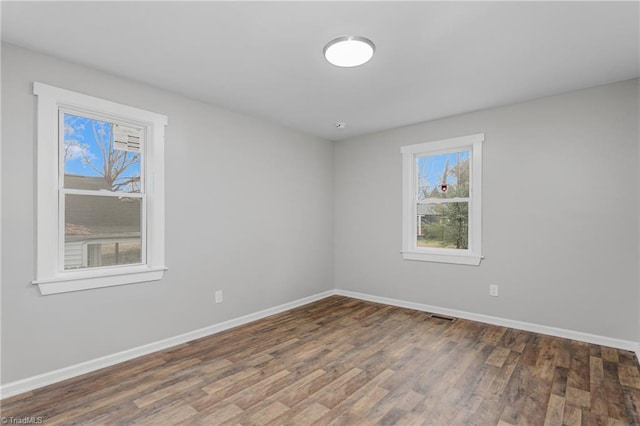 spare room featuring wood-type flooring