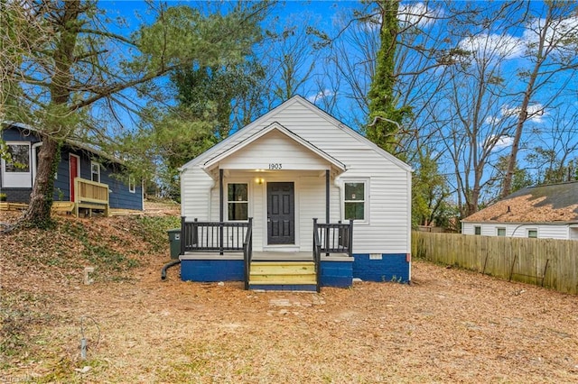 bungalow-style house featuring a porch