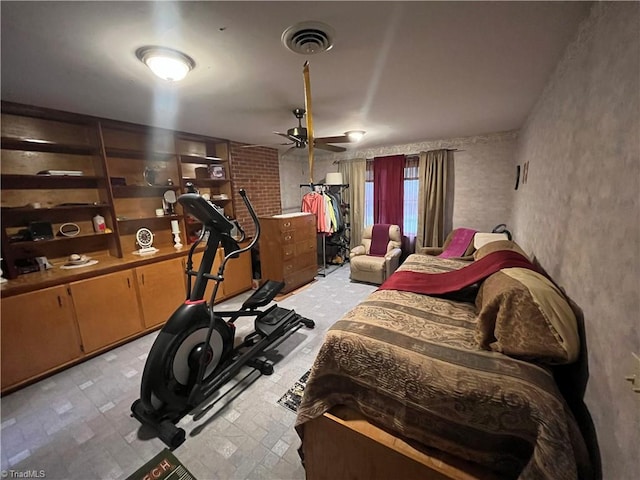 bedroom featuring ceiling fan