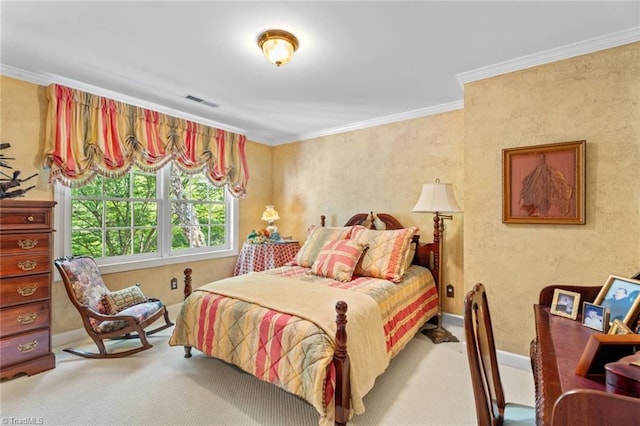 2792 Fieldwood Ct, Winston-Salem, NC 27106 - bedroom with crown molding and carpet floors
