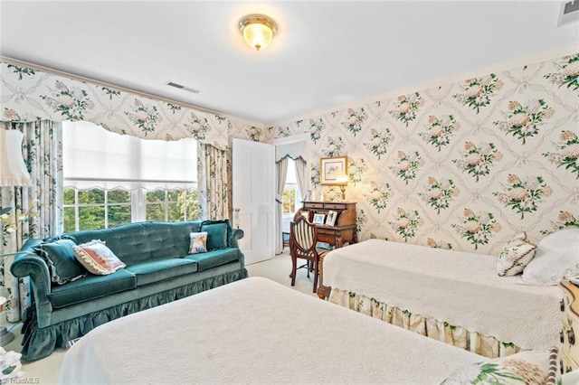 2792 Fieldwood Ct, Winston-Salem, NC 27106 - bedroom with wallpapered walls and ornamental molding