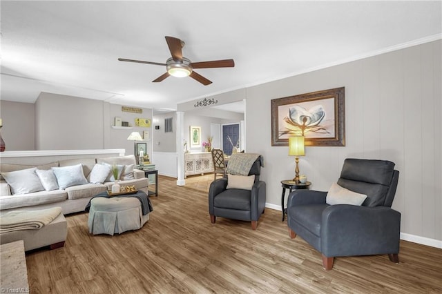 8194 Brotherstwo Rd, Colfax, NC 27235 - living room featuring a ceiling fan and light wood-type flooring