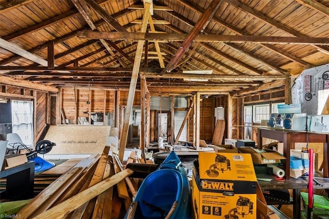 218 Robin Cir, Salisbury, NC 28144 - misc room with lofted ceiling, wood ceiling, and wood walls