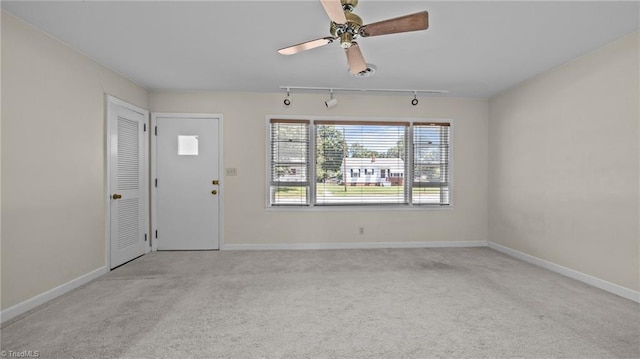 626 State Ave, High Point, NC 27262 - carpeted entrance foyer with a ceiling fan and rail lighting