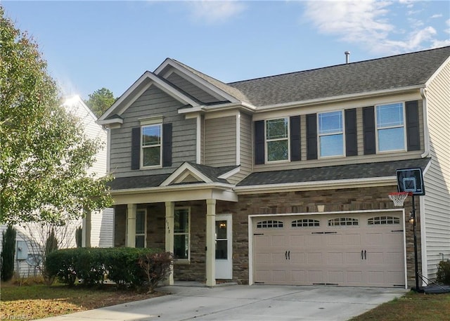 craftsman-style home featuring a garage