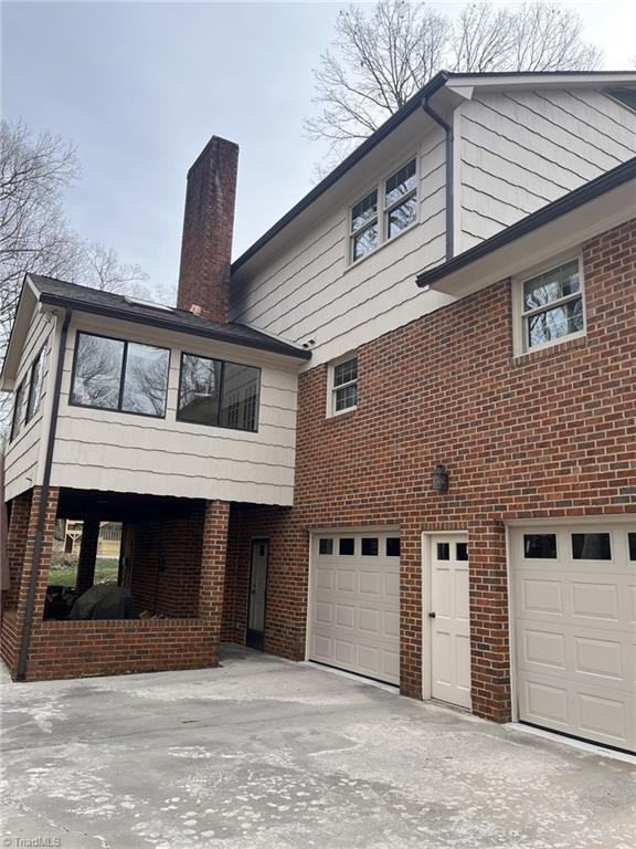 exterior space featuring a garage