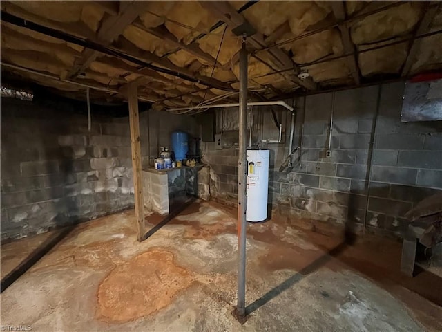 basement with water heater