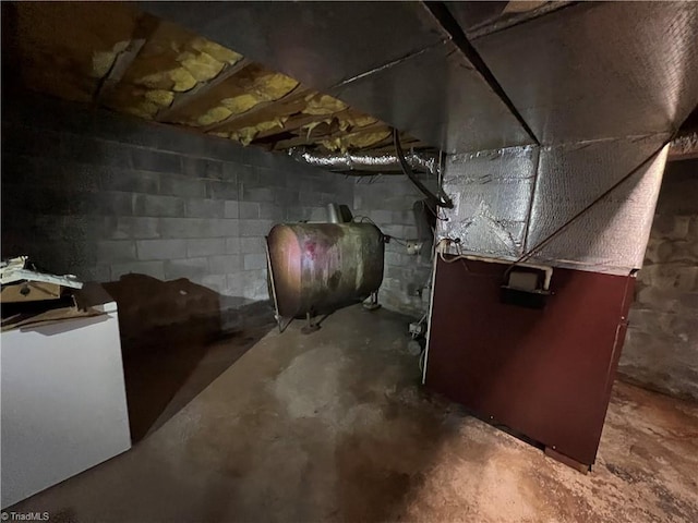 basement with heating unit