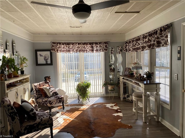 sitting room with dark hardwood / wood-style floors