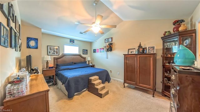 104 Tilleys Grove Dr, Kernersville, NC 27284 - bedroom featuring vaulted ceiling, light carpet, and a ceiling fan