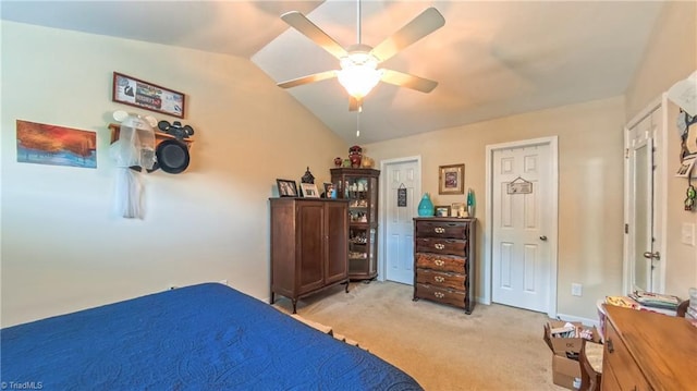 104 Tilleys Grove Dr, Kernersville, NC 27284 - bedroom featuring vaulted ceiling, light carpet, and a ceiling fan