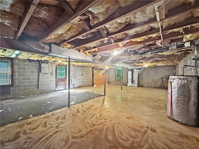 964 Mountain View Rd, North Wilkesboro, NC 28659 - basement featuring water heater, electric panel, and heating unit
