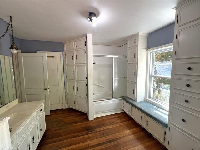 1716 US Highway 220, Stokesdale, NC 27357 - full bathroom with wood finished floors, vanity, and shower / bath combination with glass door