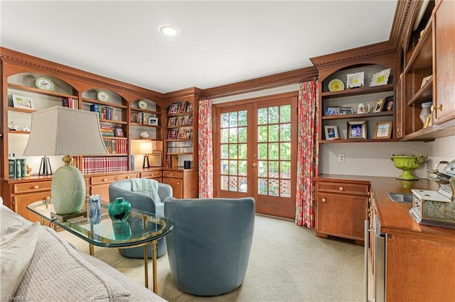 5001 Edinborough Rd, Greensboro, NC 27406 - living area featuring french doors and light colored carpet