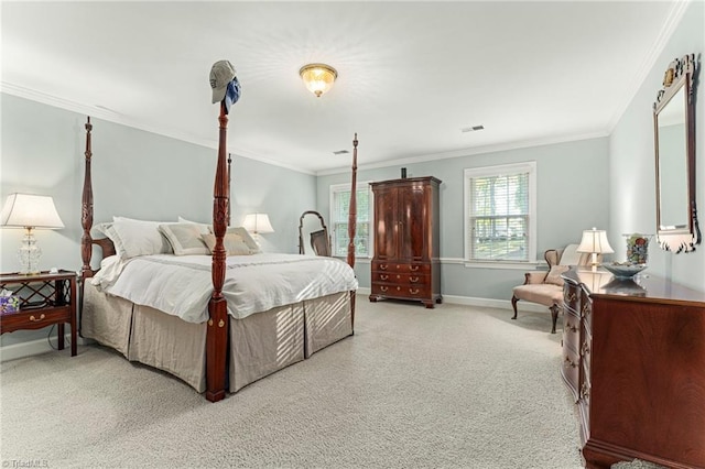 5001 Edinborough Rd, Greensboro, NC 27406 - bedroom featuring baseboards, visible vents, crown molding, and carpet flooring