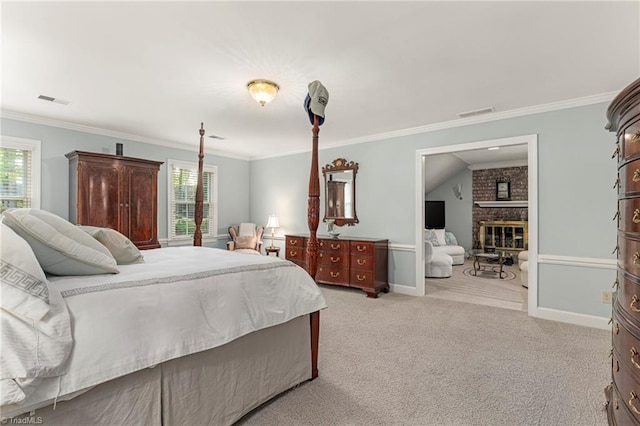 5001 Edinborough Rd, Greensboro, NC 27406 - bedroom with carpet, visible vents, ornamental molding, and baseboards