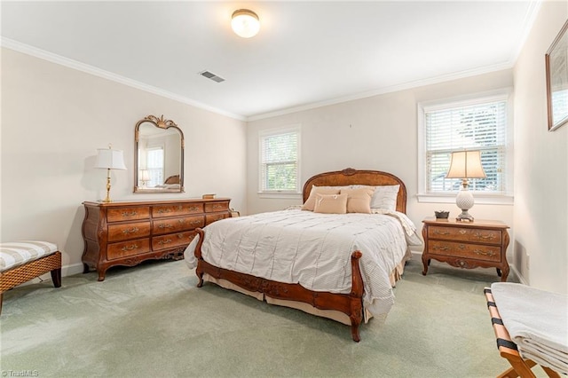 5001 Edinborough Rd, Greensboro, NC 27406 - bedroom featuring ornamental molding, visible vents, carpet floors, and baseboards