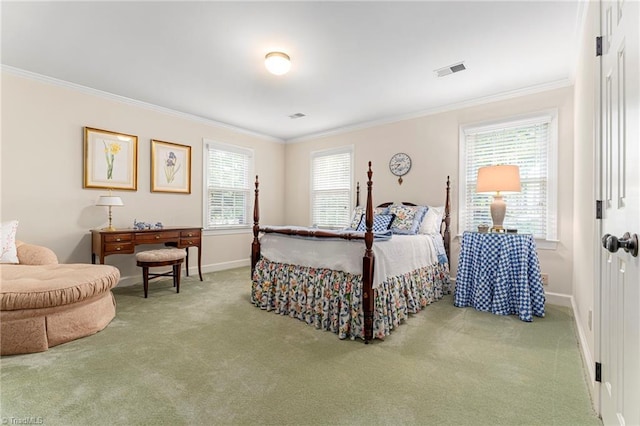 5001 Edinborough Rd, Greensboro, NC 27406 - bedroom featuring ornamental molding, visible vents, and carpet flooring