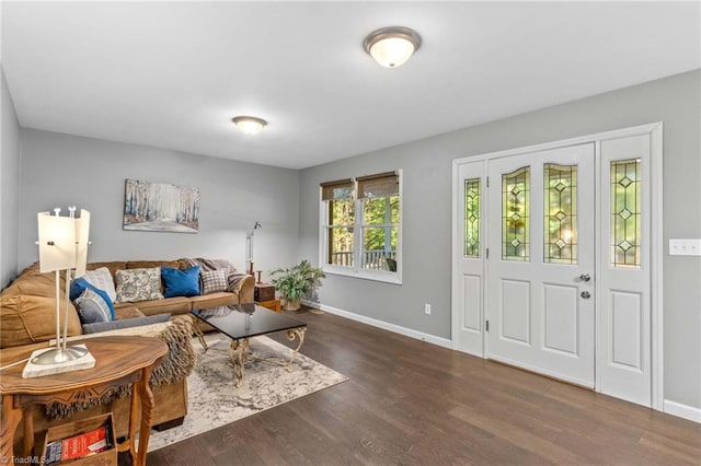 living room featuring dark hardwood / wood-style floors