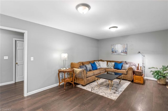 living room featuring dark hardwood / wood-style flooring