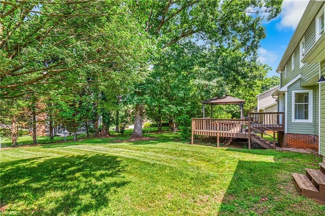 1556 Jubilee Trl, Kernersville, NC 27284 - view of grassy yard featuring a gazebo, a deck, and stairs