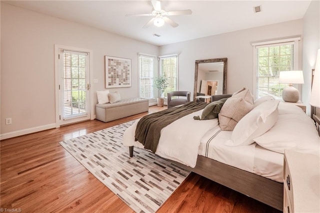 2809 Churchill Ct, High Point, NC 27262 - bedroom featuring access to exterior, light wood-style flooring, baseboards, and ceiling fan