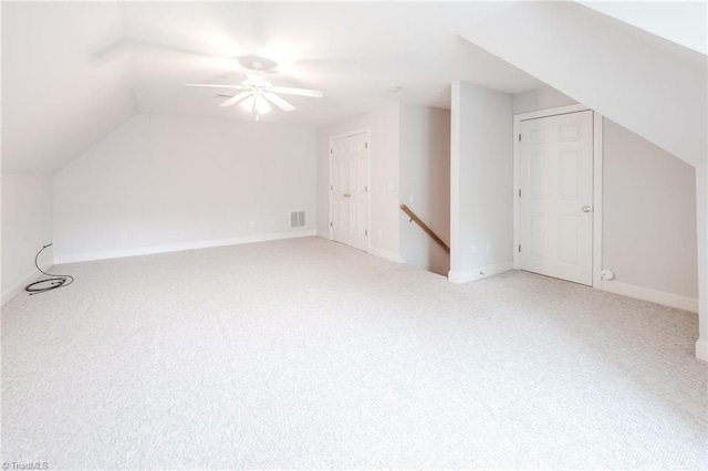 2809 Churchill Ct, High Point, NC 27262 - additional living space featuring ceiling fan, carpet floors, vaulted ceiling, and baseboards