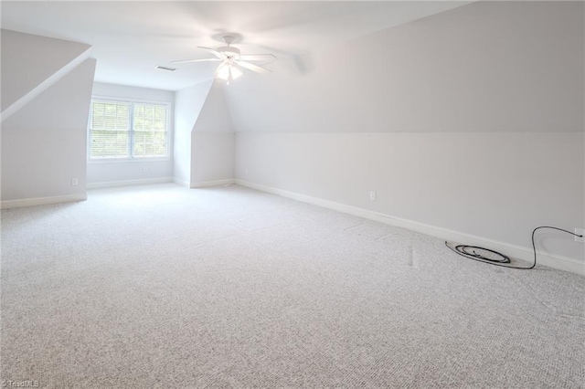 2809 Churchill Ct, High Point, NC 27262 - bonus room featuring carpet floors, ceiling fan, baseboards, and vaulted ceiling