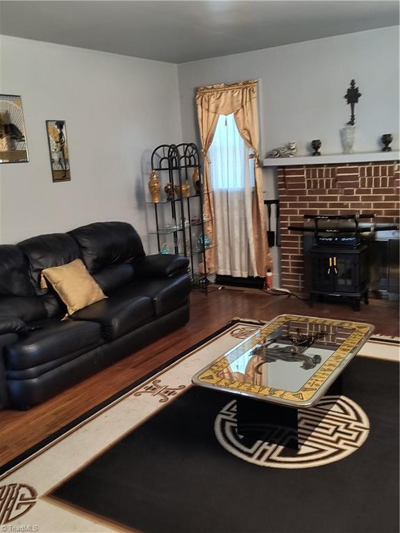 living room with hardwood / wood-style floors