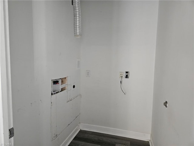 washroom with washer hookup, dark hardwood / wood-style flooring, and electric dryer hookup