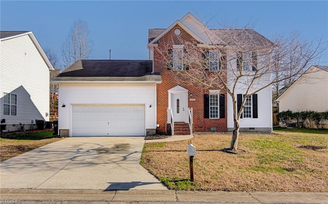 view of front facade featuring a garage and a front lawn